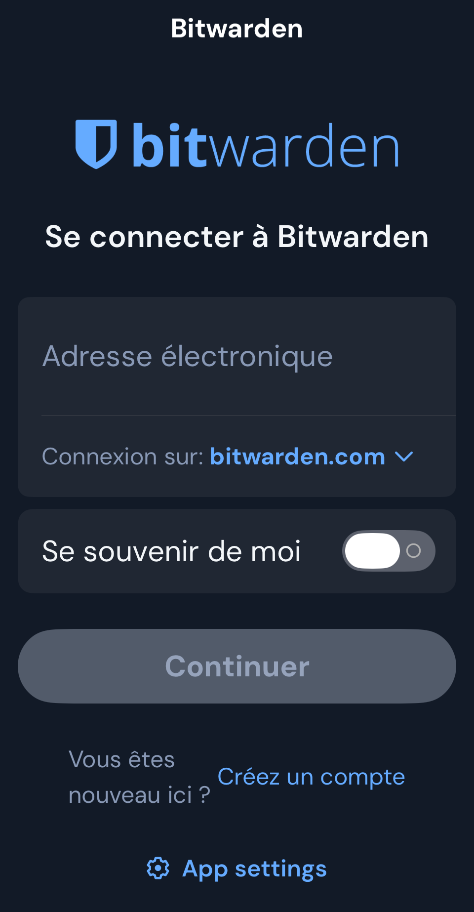 Mobile – écran Connexion sur :
